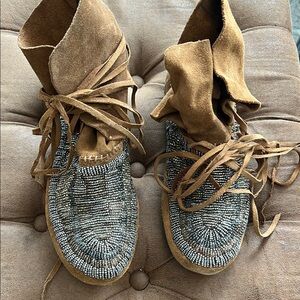 Beaded Suede Ankle Boots